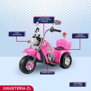 Moto Eléctrica para Niños Triciclo Trimoto Tipo Harley Chopper Luces
