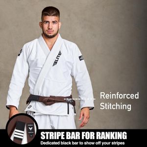 Elite Sports Cinturones brasileños de Jiu Jitsu para adultos para hombres y mujeres, cinturones de algodón aprobados por IBJJF BJJ con barra de manga