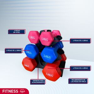 Set 6 Mancuernas Home Sale Pesas Hexagonales 1kg 2kg y 3kg