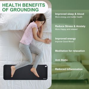 Alfombrilla de tierra antideslizante para escritorio y cama, 10 x 26.7 pulgadas, terapia de energía equilibrada para mejorar el sueño
