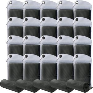 Paquete de 20 toallas de enfriamiento de 40 x 12 pulgadas, toalla de hielo para cuello y cara, microfibra fría con bolsa transpirable para yoga