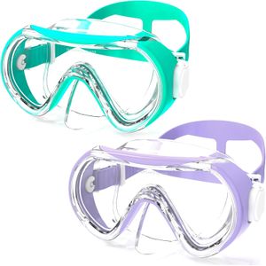 Gafas de natación para niños, máscara de natación para niños con cubierta de nariz para niños y jóvenes de 3 a 15 años, lente antiroturas sin fugas