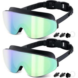 Gafas de natación para niños de 6 a 12 años, paquete de 2 gafas sin marco para natación, antivaho, impermeables, para niños y niñas