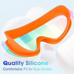 Gafas de natación para niños de 6 a 12 años, paquete de 2 gafas sin marco para natación, antivaho, impermeables, para niños y niñas