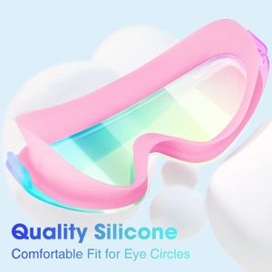 Gafas de natación para niños de 6 a 12 años, paquete de 2 gafas sin marco para natación, antivaho, impermeables, para niños y niñas