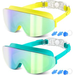 Gafas de natación para niños de 6 a 12 años, paquete de 2 gafas sin marco para natación, antivaho, impermeables, para niños y niñas