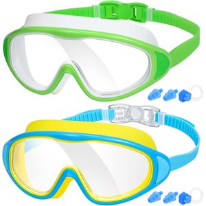 Paquete de 2 gafas de natación para adultos, gafas de natación de visión amplia para hombres, mujeres y jóvenes, sin fugas y antivaho