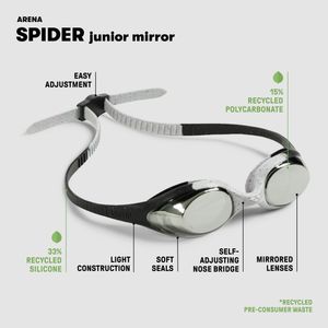 ARENA Gafas de natación unisex para jóvenes y jóvenes, para niñas y niños de 6 a 12 años, lentes sin niebla, correa fácil de ajustar sin fugas