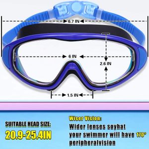 Paquete de 2 gafas de natación para adultos, gafas de natación de visión amplia para hombres, mujeres y jóvenes, sin fugas y antivaho