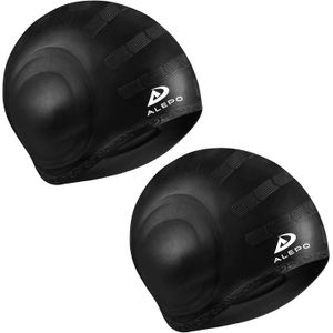 Paquete de 2 gorros de natación unisex con protección 3D para los oídos, sombreros de natación de silicona flexible y duraderos para mujeres, hombres
