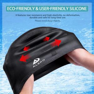 Paquete de 2 gorros de natación unisex con protección 3D para los oídos, sombreros de natación de silicona flexible y duraderos para mujeres, hombres