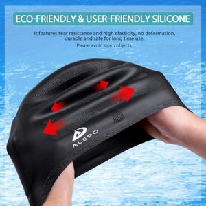 Paquete de 2 gorros de natación unisex con protección 3D para los oídos, sombreros de natación de silicona flexible y duraderos para mujeres, hombres