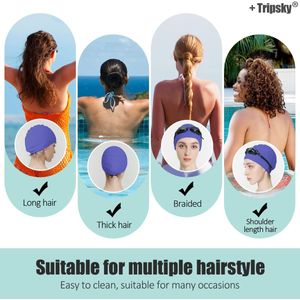 Tripsky Gorro de natación de silicona, cómodo gorro de baño ideal para cabello rizado, corto, medio largo, gorro de natación para mujeres y hombres