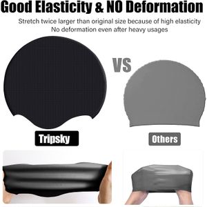 Tripsky Gorro de natación de silicona para cabello largo – Gorro de natación para mujeres, hombres y adolescentes | Gorro de baño con patrón