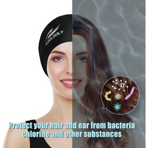 KOOLSOLY - Gorra de natación extragrande para cabello largo, de silicona, para mujeres, niñas, hombres y adultos, diseño especial para cabello rizado