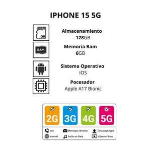 Celular Iphone 15 Rosado 128 GB 5G