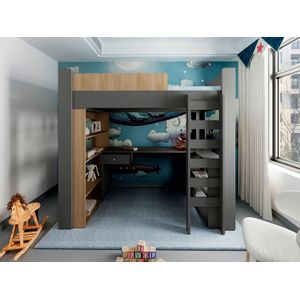 Cama Multifuncional Cozy 183X201X118 RTA Plomo Fresno Eu