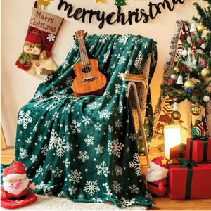 Cobija-Christmas Blanket–Copos-de-Nieve Verdes-180x200cm