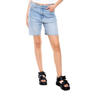 Bermuda High Waist En Denim Tono Claro