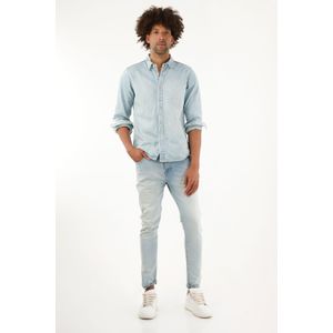 Camisa en denim manga larga para hombre