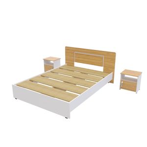 Combo Cama Doble (140 cm) + 2 Mesas de Noche Praga