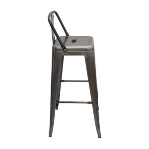 Kit x3 Butacos Altos Boxbit Titan Bar Tipo Tolix Con Espaldar Metal Rustic
