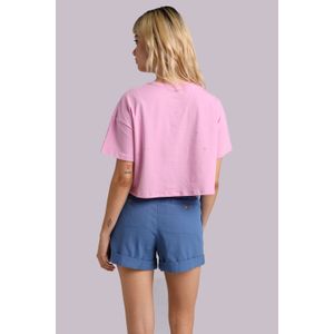 Camiseta Crop Top Oversize Vibing Mujer