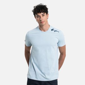 Camiseta Premium Manga Corta Color Azul Chambray Para Hombre