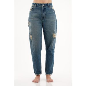 Jean azul con rotos y desgastes para mujer