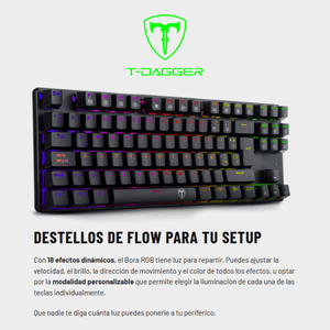 Teclado Gamer Mecánico TKL T-dagger T-TGK315-RD Bora RGB