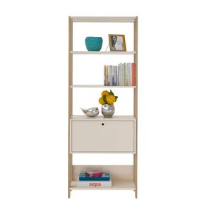 Estanteria biblioteca Match con puerta en MDP 166x63cm Off White/ Roble