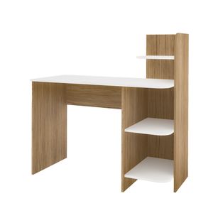 Escritorio Link en MDP 110x111cm 3 estantes Roble con Blanco