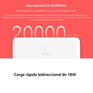 Xiaomi Redmi Power Bank 20000mah Carga Rápida 18W USB-C