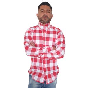 Camisa Para Hombre GO Canadá En Algodón Manga Larga Cuadros Rojo