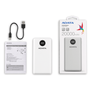 Power Bank 20000mah Carga Rápida Qcpd Adata P20000QCD Blanco