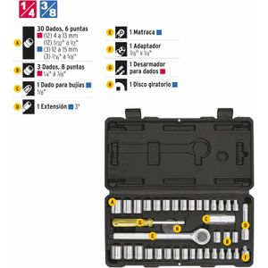 Set de herramientas para mecánica 39 piezas Pretul