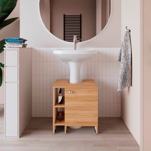 Mueble Basic para lavamanos 50,5x47x37,4 RTA Fresno Europeo/Blanco Mqz