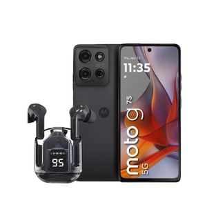 Celular Motorola Moto G75 256GB 8GB+8GB negro + Audífonos bluetooth