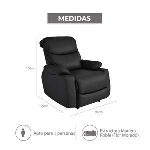 Silla Reclinable Elite Living Velara 100x85x95 Sintetico Negro