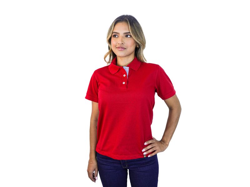 Camiseta tipo polo para mujer roja Agaval