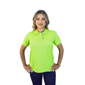 Camiseta tipo polo para mujer verde limon