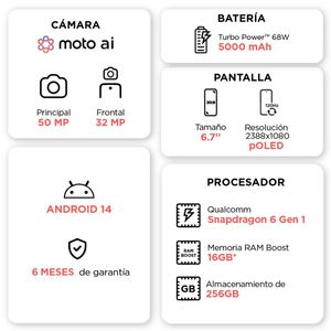 Celular Motorola Edge 50 Fusion 5G Dual Sim 256GB /8GB, Verde