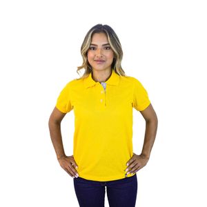 Camiseta tipo polo para mujer amarilla