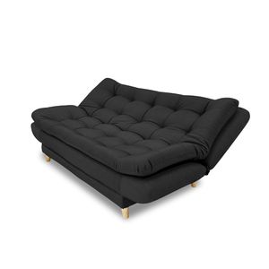 SOFA CAMA DAMASCO LINO NEGRO PATAS DE MADERA