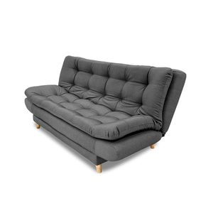 SOFA CAMA DAMASCO LINO GRIS PATAS DE MADERA
