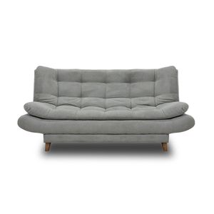 SALA DAMASCO CON COJINES LINO GRIS CON PATAS DE MADERA
