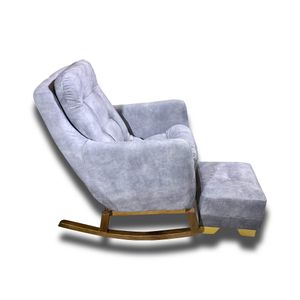 SILLA MECEDORA CON PUFF LINO GRIS