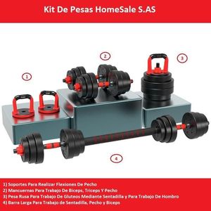 Kit Pesas Home Sale 20 Kg Convertible Pesa Rusa Barra Larga