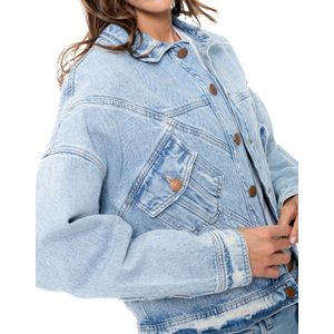 Chaqueta En Denim Oversized Con Bolsillos Diagonales