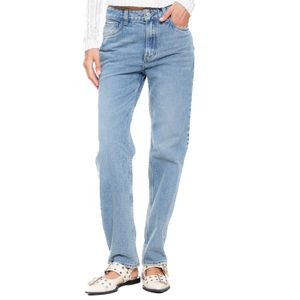 High Waist Straight Fit Jeans Tono Medio